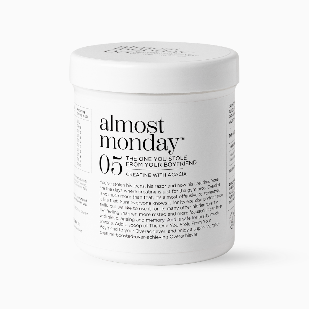 The Stack: The One You Stole From Your Boyfriend creatine jar, Almost Monday